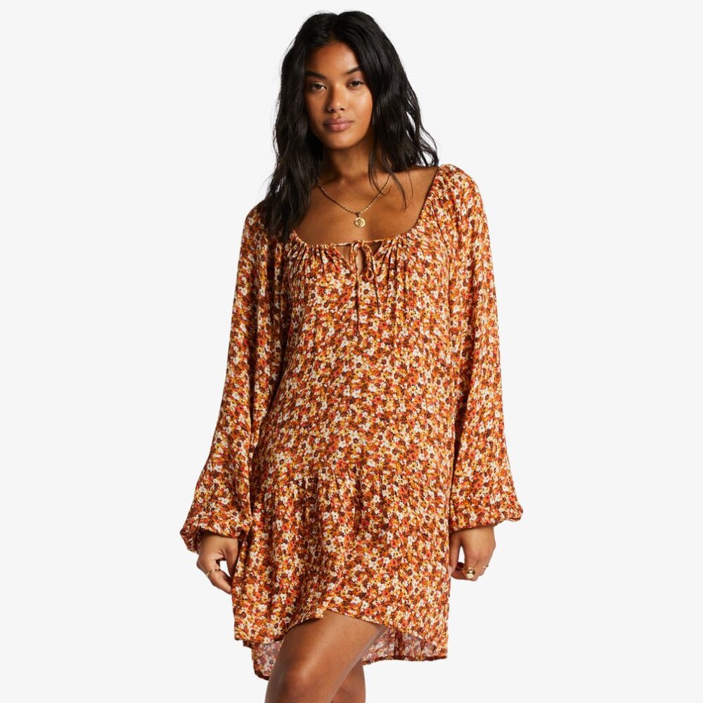 NWT Womens Girls Size S/8 Mocha Color Billabong Lucky You Babydoll Dress